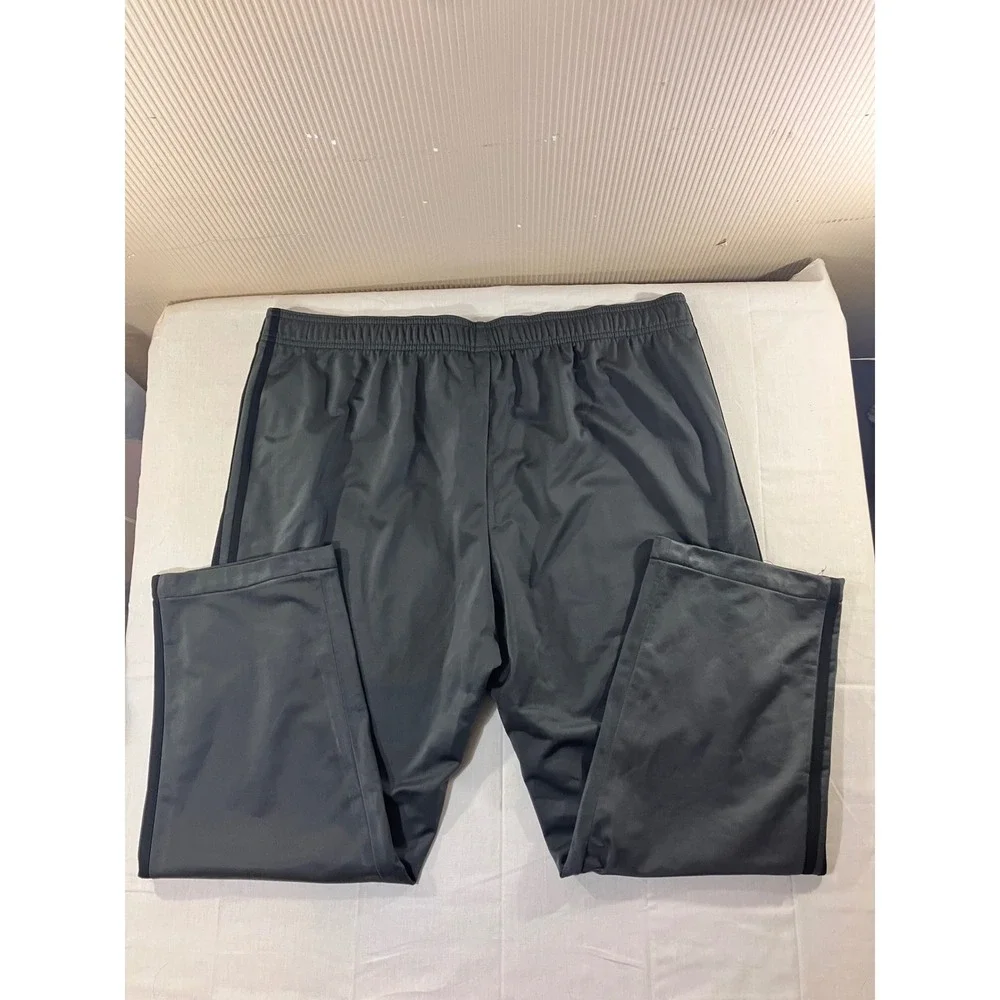 Adidas Mens Track Pants Joggers Gray Polyester Elastic Waist Drawstring Size 2XL